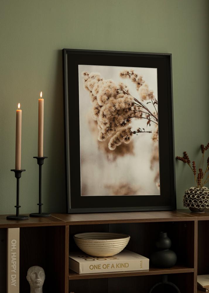 Ram med passepartou Frame Globe Black 24x30 cm - Picture Mount Black 7x9 inches