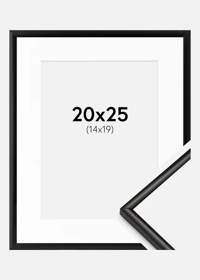 Ram med passepartou Frame Scandi Matt Black 20x25 cm - Picture Mount White 15x20 cm
