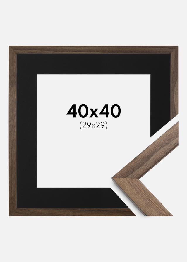 Ram med passepartou Frame Stilren Walnut 40x40 cm - Picture Mount Black 30x30 cm
