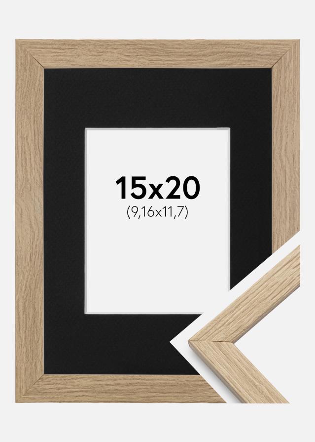 Ram med passepartou Frame Stilren Oak 15x20 cm - Picture Mount Black 4x5 inches