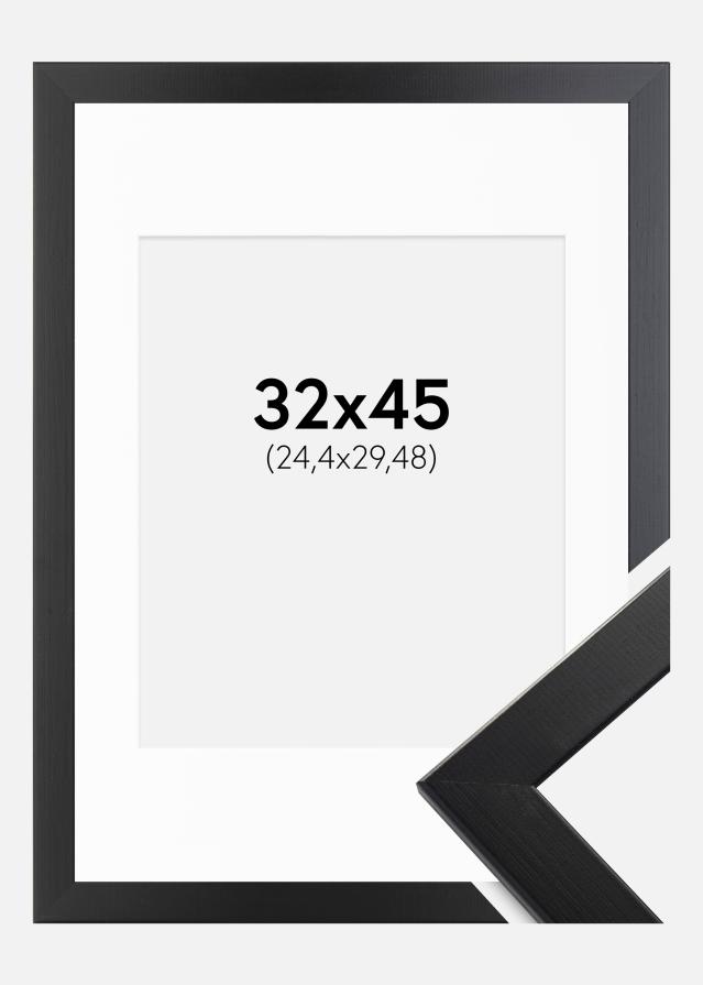 Ram med passepartou Frame Trendline Black 32x45 cm - Picture Mount White 10x12 inches
