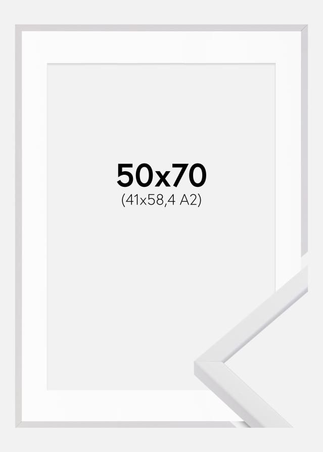 Ram med passepartou Frame E-Line White 50x70 cm - Picture Mount White 42x59,4 cm (A2)