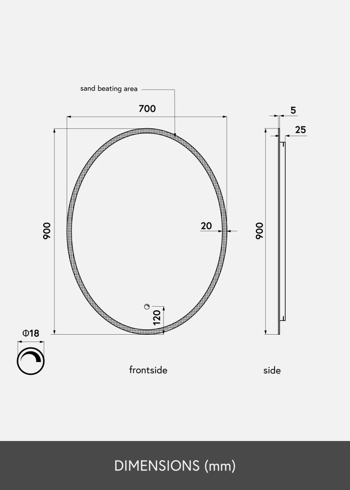 KAILA KAILA Mirror Oval LED 70x90 cm