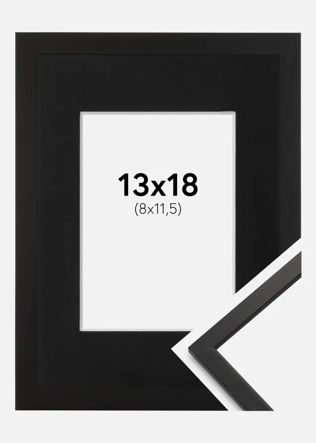 Ram med passepartou Frame Edsbyn Black 13x18 cm - Picture Mount Black 9x12 cm