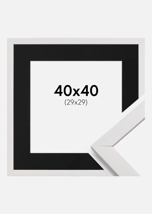 Ram med passepartou Frame Stilren White 40x40 cm - Picture Mount Black 30x30 cm
