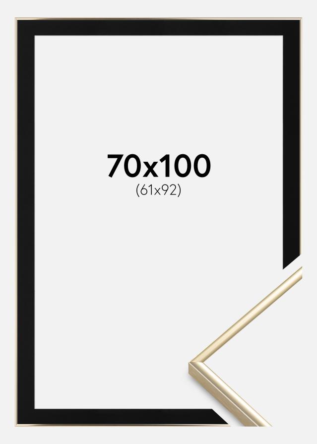 Ram med passepartou Frame Visby Shiny Gold 70x100 cm - Picture Mount Black 62x93 cm