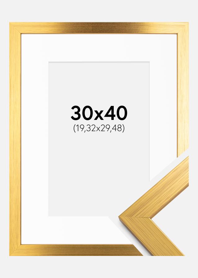 Ram med passepartou Frame Gold Wood 30x40 cm - Picture Mount White 8x12 inches