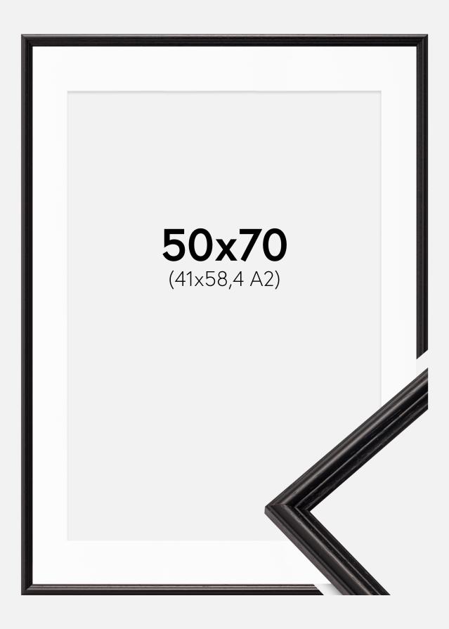 Ram med passepartou Frame Horndal Black 50x70 cm - Picture Mount White 42x59,4 cm (A2)