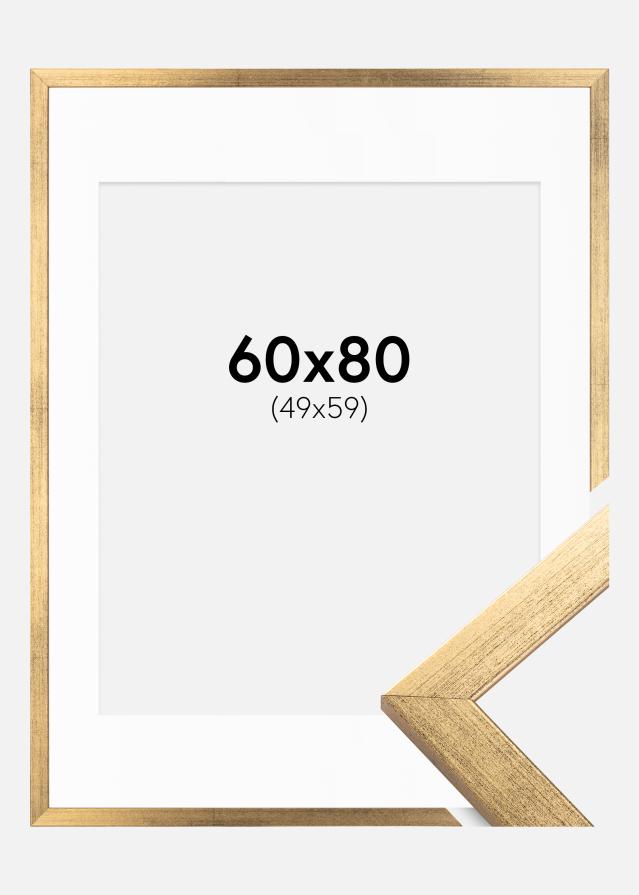 Ram med passepartou Frame Stilren Gold 60x80 cm - Picture Mount White 50x60 cm