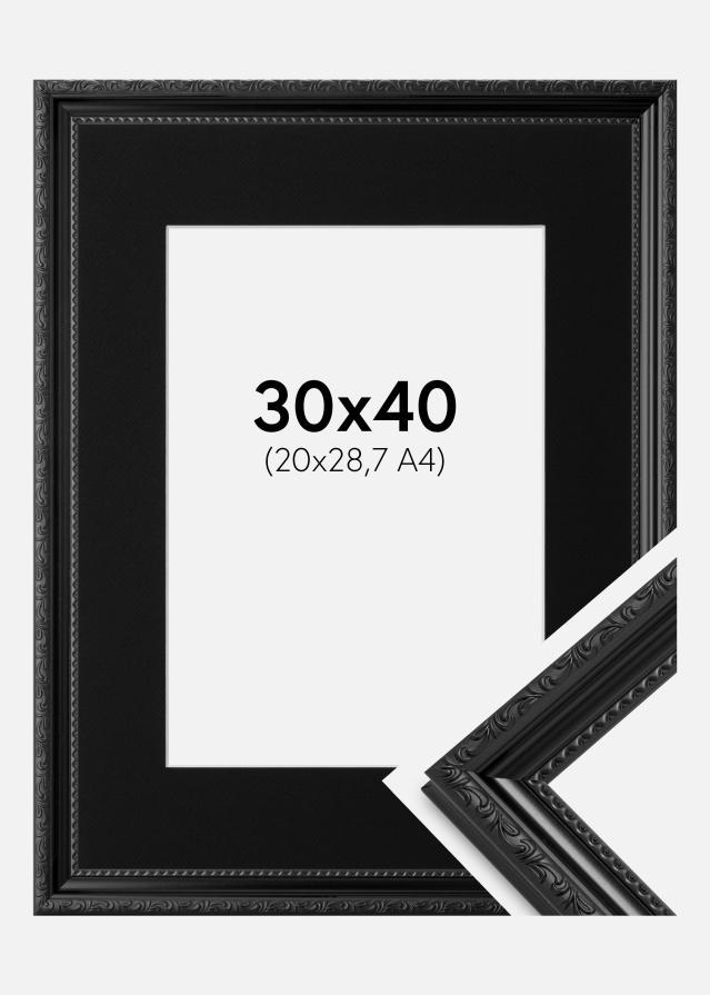 Ram med passepartou Frame Abisko Black 30x40 cm - Picture Mount Black 21x29.7 cm