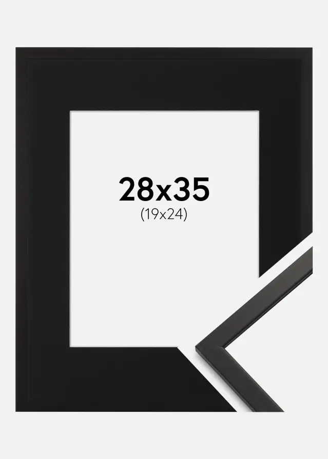 Ram med passepartou Frame Edsbyn Black 28x35 cm - Picture Mount Black 20x25 cm