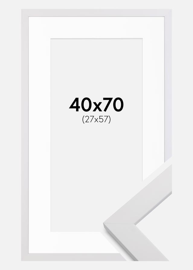 Ram med passepartou Frame White Wood 40x70 cm - Picture Mount White 28x58 cm