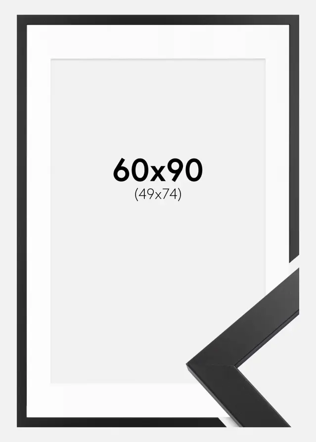 Ram med passepartou Frame Black Wood 60x90 cm - Picture Mount White 50x75 cm