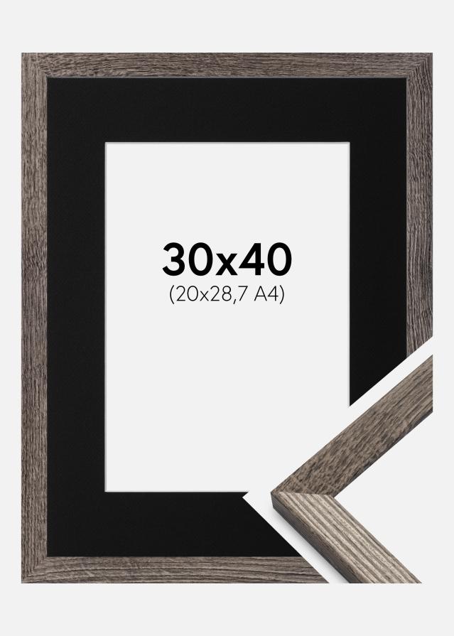 Ram med passepartou Frame Fiorito Walnut 30x40 cm - Picture Mount Black 21x29.7 cm (A4)