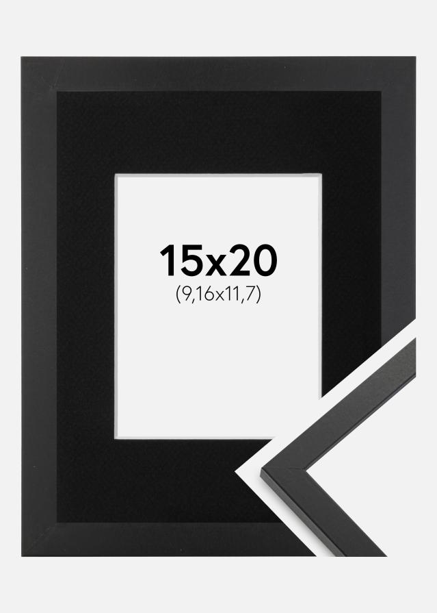 Ram med passepartou Frame Trendy Black 15x20 cm - Picture Mount Black 4x5 inches