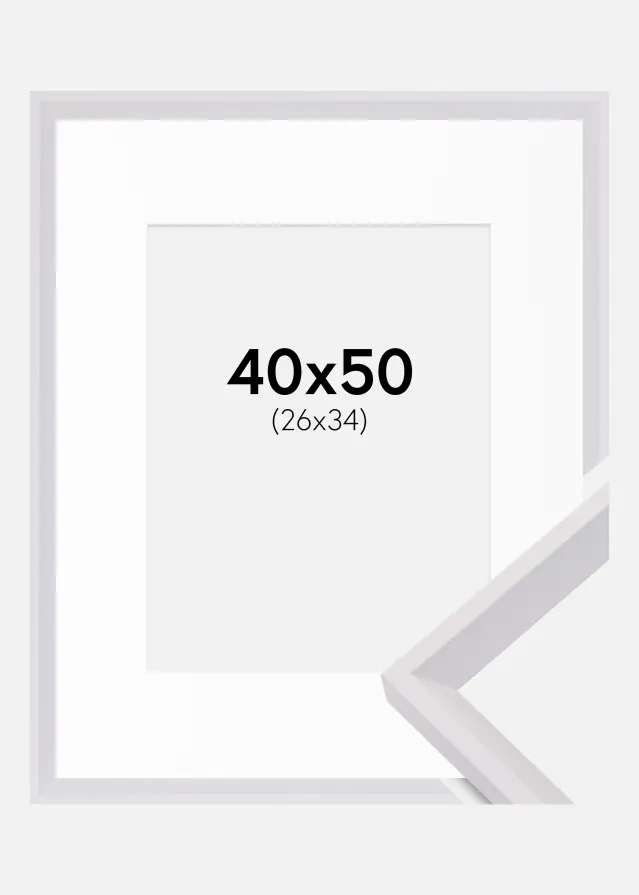 Ram med passepartou Frame Globe White 40x50 cm - Picture Mount White 27x35 cm