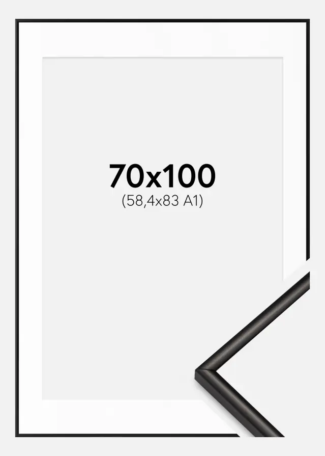 Ram med passepartou Frame Scandi Matt Black 70x100 cm - Picture Mount White 59.4x84 cm (A1)
