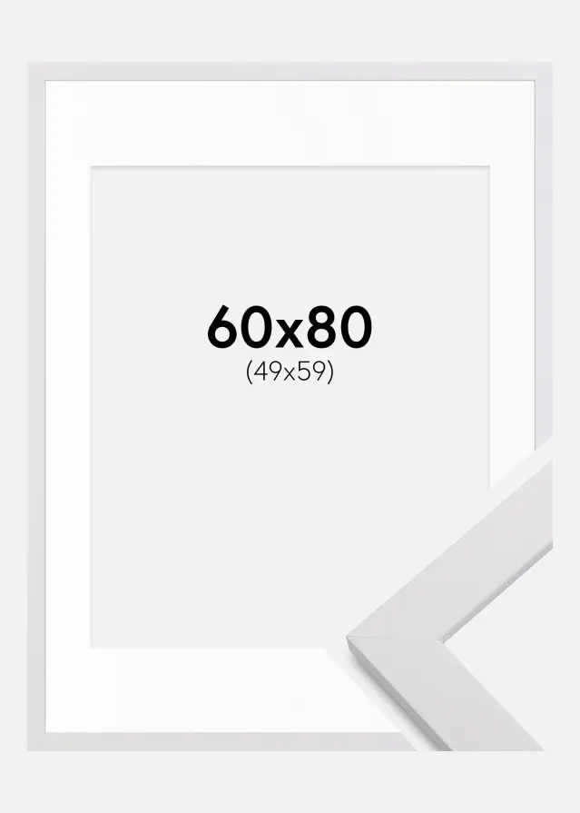 Ram med passepartou Frame White Wood 60x80 cm - Picture Mount White 50x60 cm