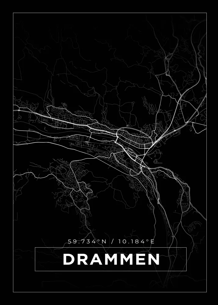 Bildverkstad Map - Drammen - Black Poster