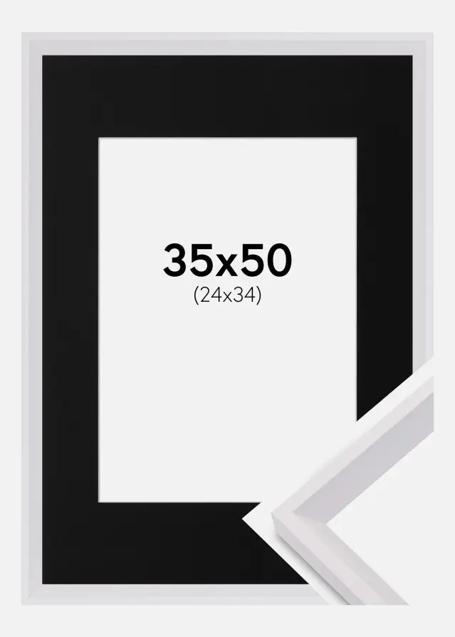 Ram med passepartou Frame Globe White 35x50 cm - Picture Mount Black 25x35 cm