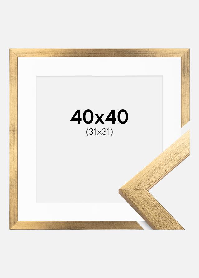 Ram med passepartou Frame Stilren Gold 40x40 cm - Picture Mount White 32x32 cm