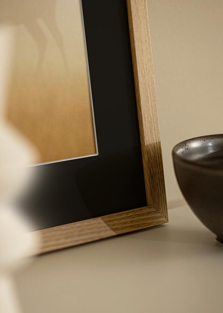 Ram med passepartou Frame Selection Oak 13x18 cm - Picture Mount Black 9x12 cm