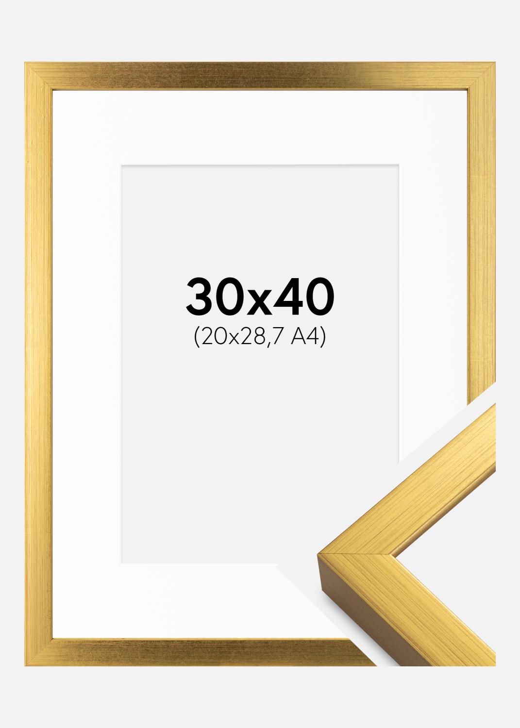 Product Image for Frame Falun Gold 30x40 cm - Picture Mount White 21x29.7 cm (A4)