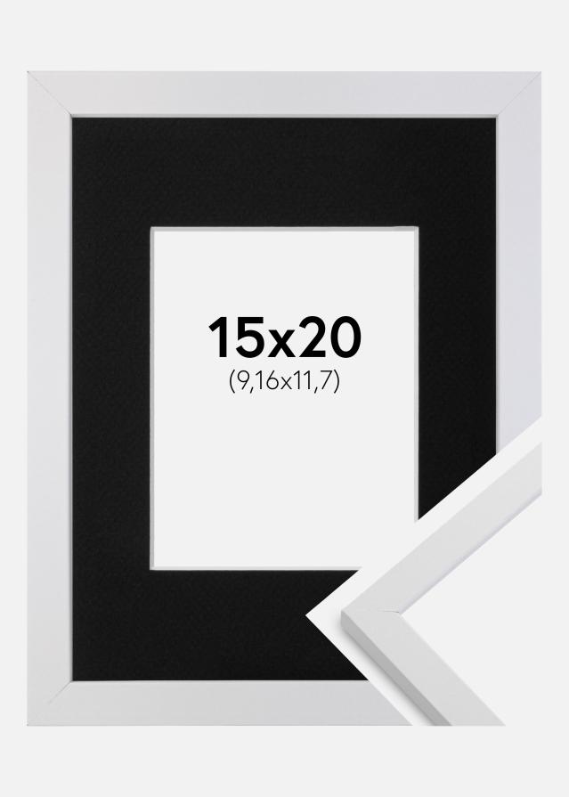 Ram med passepartou Frame Trendy White 15x20 cm - Picture Mount Black 4x5 inches