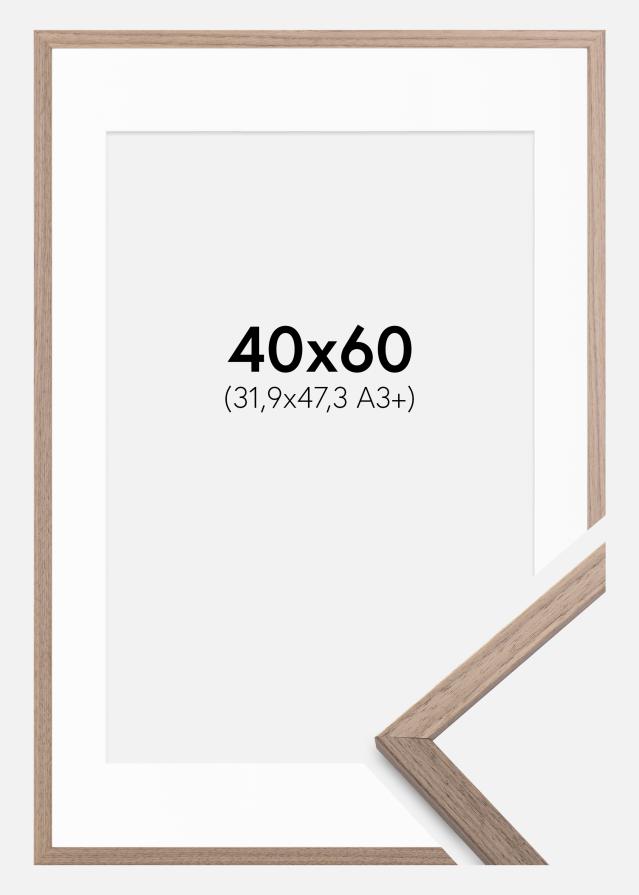Ram med passepartou Frame Edsbyn Light Walnut 40x60 cm - Picture Mount White 32.9x48.3 cm (A3+)