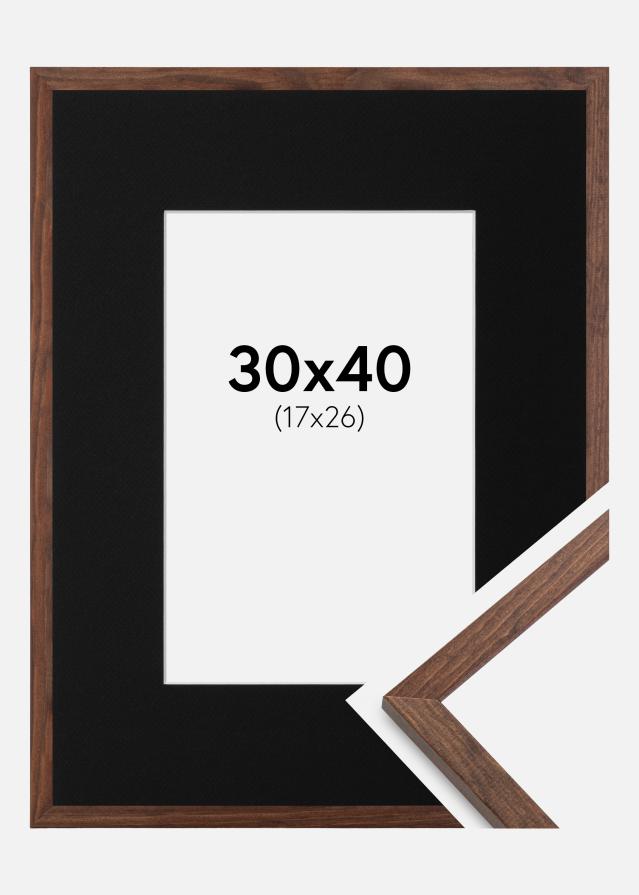 Ram med passepartou Frame Galant Walnut 30x40 cm - Picture Mount Black 18x27 cm