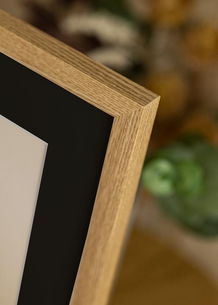 Ram med passepartou Frame Selection Oak 13x18 cm - Picture Mount Black 9x12 cm