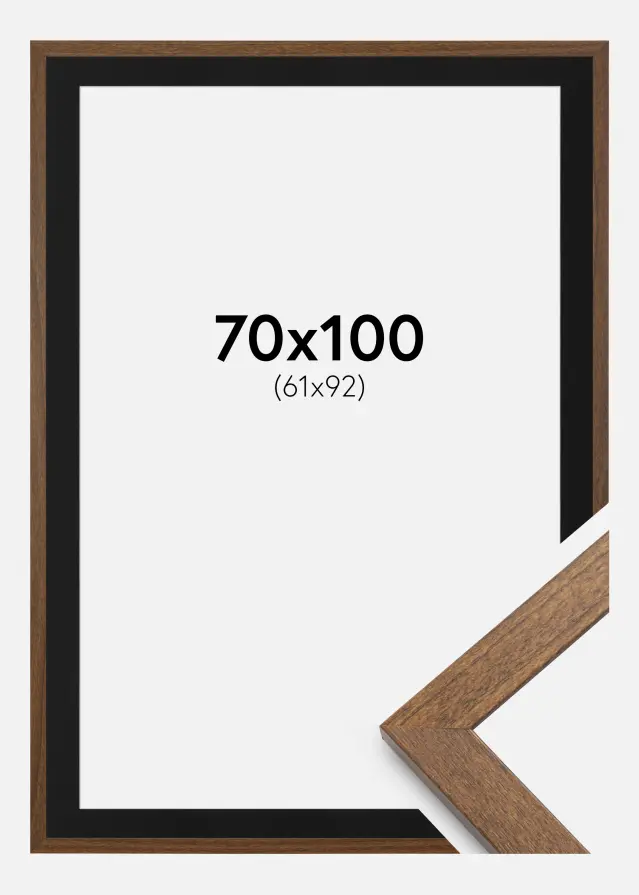 Ram med passepartou Frame Stilren Warm Brown 70x100 cm - Picture Mount Black 62x93 cm