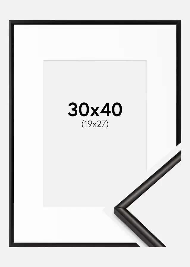 Ram med passepartou Frame Scandi Matt Black 30x40 cm - Picture Mount White 20x28 cm