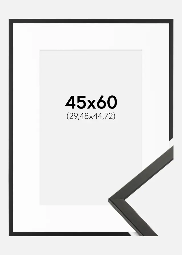 Ram med passepartou Frame Galant Black 45x60 cm - Picture Mount White 12x18 inches