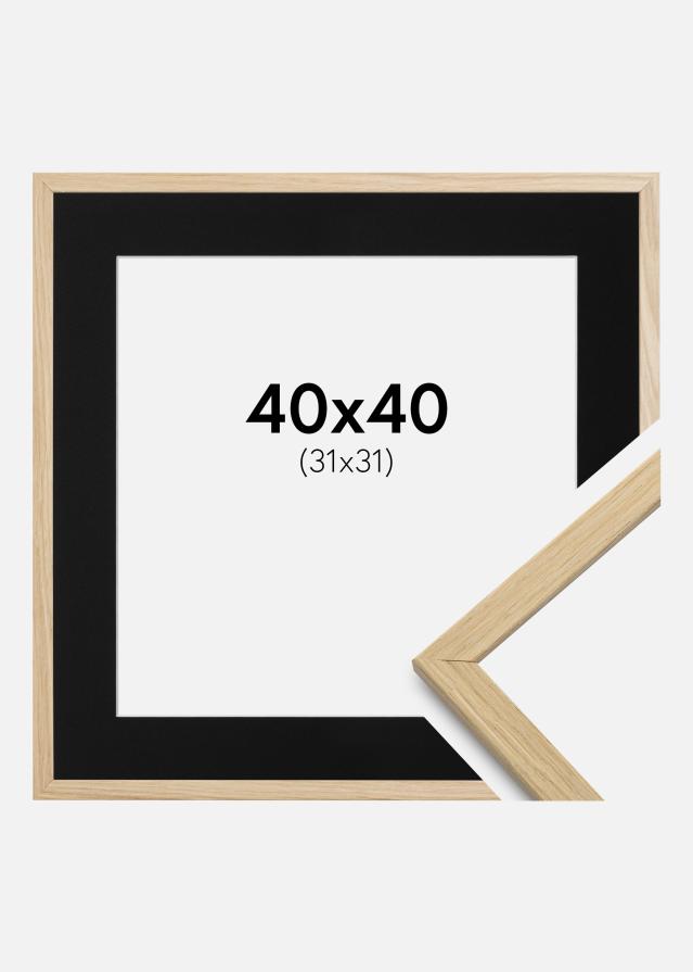 Ram med passepartou Frame Edsbyn Oak 40x40 cm - Picture Mount Black 32x32 cm
