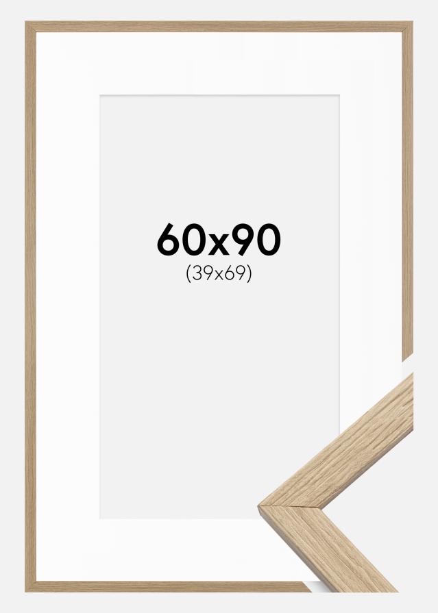 Ram med passepartou Frame Stilren Acrylic Glass Oak 60x90 cm - Picture Mount White 40x70 cm