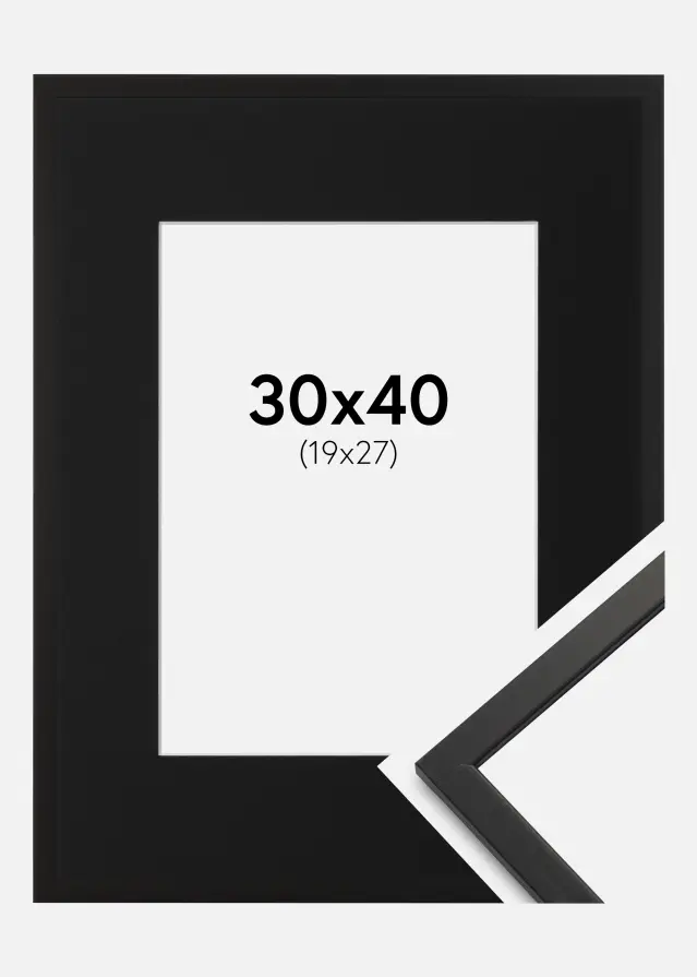 Ram med passepartou Frame Edsbyn Black 30x40 cm - Picture Mount Black 20x28 cm