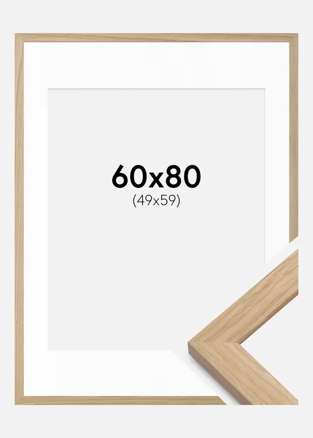 Ram med passepartou Frame Oak Wood 60x80 cm - Picture Mount White 50x60 cm