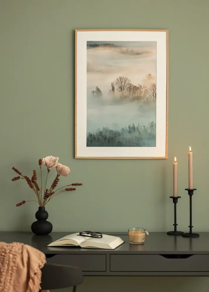 Ram med passepartou Frame Narrow Oak 30x40 cm - Picture Mount White 21x29.7 cm (A4)