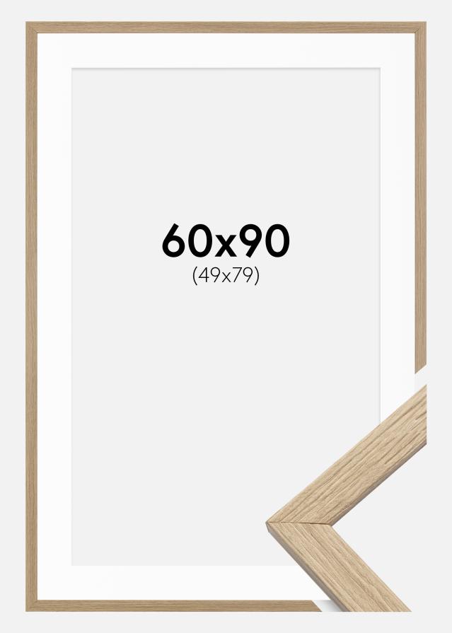 Ram med passepartou Frame Stilren Acrylic Glass Oak 60x90 cm - Picture Mount White 50x80 cm