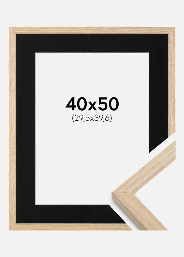 Ram med passepartou Frame Grimsåker Oak 40x50 cm - Picture Mount Black 12x16 inches