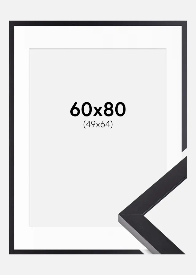 Ram med passepartou Frame Selection Black 60x80 cm - Picture Mount White 50x65 cm