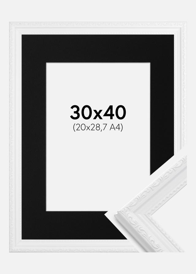 Ram med passepartou Frame Abisko White 30x40 cm - Picture Mount Black 21x29.7 cm