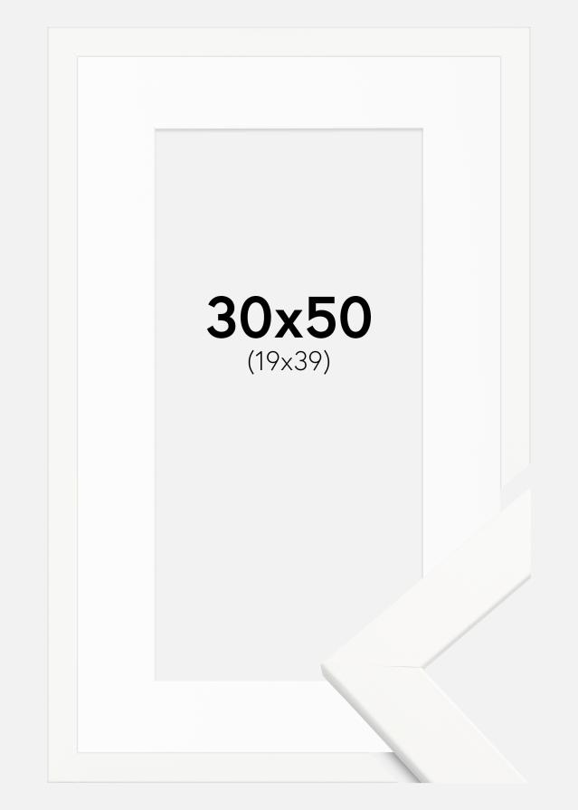 Ram med passepartou Frame Trendline White 30x50 cm - Picture Mount White 20x40 cm