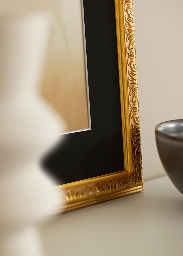 Ram med passepartou Frame Nostalgia Gold 35x45 cm - Picture Mount Black 24x34 cm