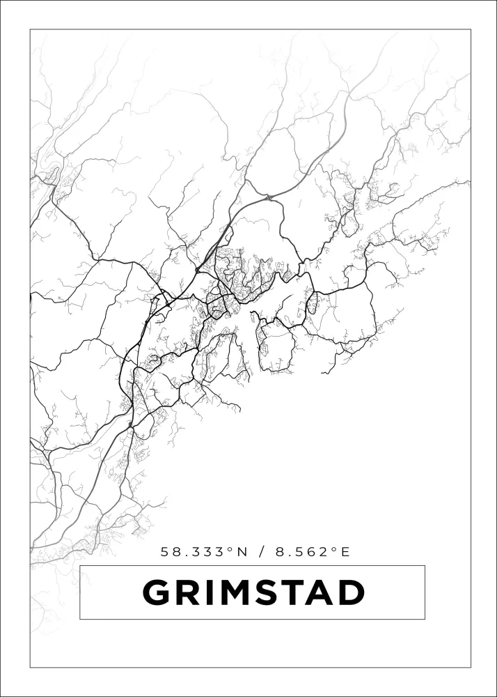 Bildverkstad Map - Grimstad - White Poster