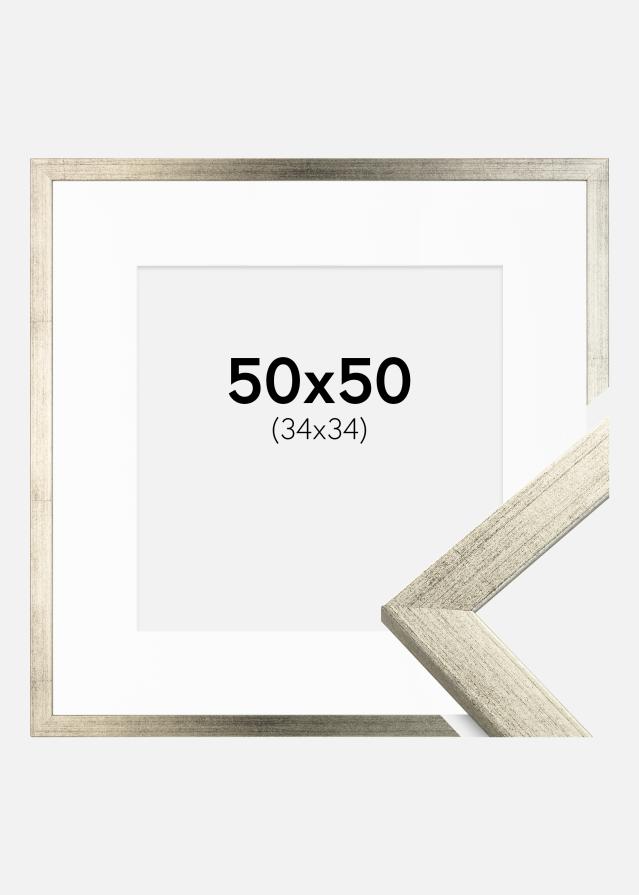Ram med passepartou Frame Stilren Silver 50x50 cm - Picture Mount White 35x35 cm