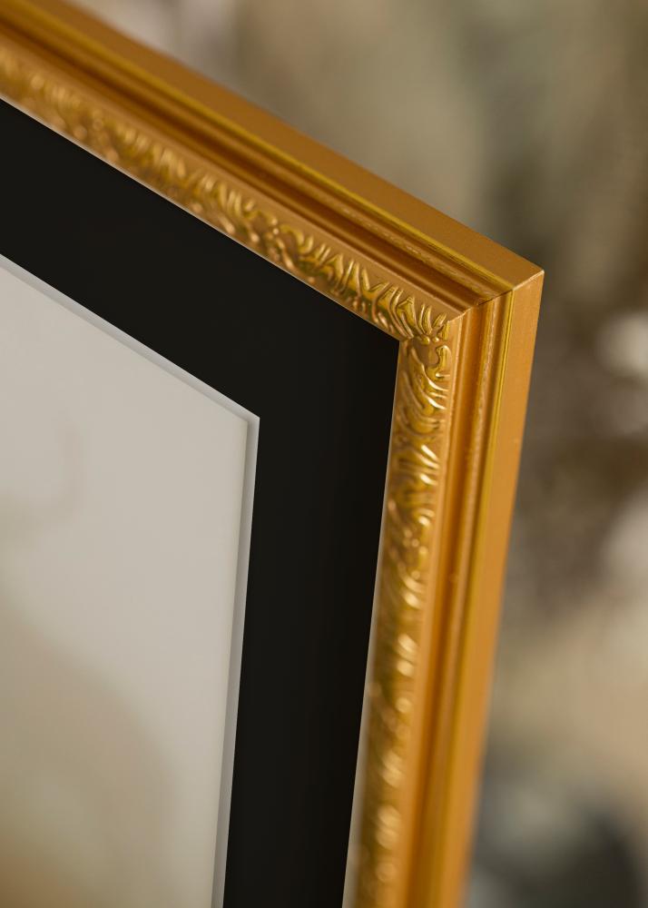 Ram med passepartou Frame Nostalgia Gold 35x45 cm - Picture Mount Black 24x34 cm
