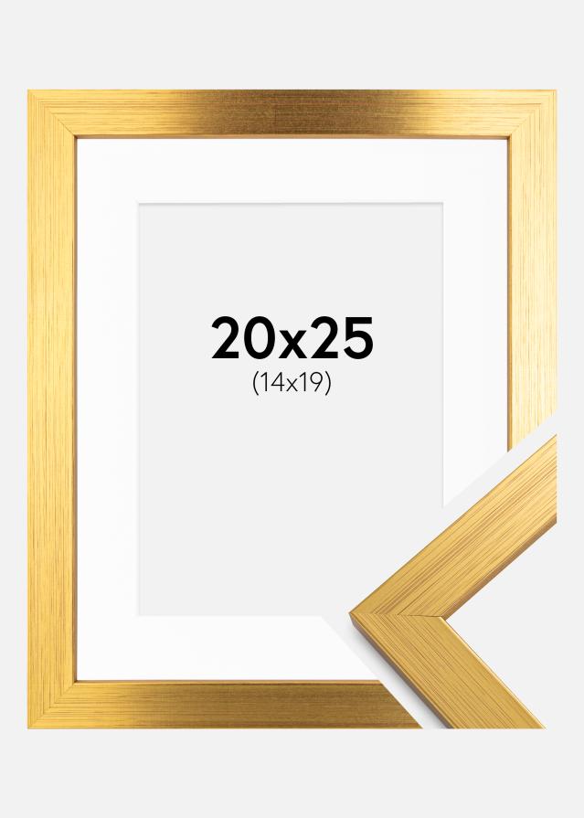 Ram med passepartou Frame Gold Wood 20x25 cm - Picture Mount White 15x20 cm