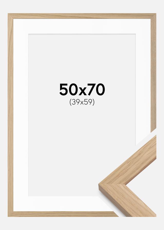 Ram med passepartou Frame Oak Wood 50x70 cm - Picture Mount White 40x60 cm